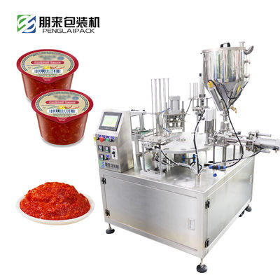 Automatic Two Head Portion Cup Filling Sealing Machine, Custom Special Shape Holy Cup Chocolate Cup, Full Auto Loading Filling Sealing For Liquid Coffee Whitener Creamer Honey Syrup